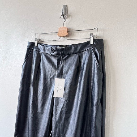 NWT-HALSTONBLACK Faux Leather Straight-Leg Pants - Picture 7 of 12